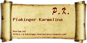 Plakinger Karmelina névjegykártya